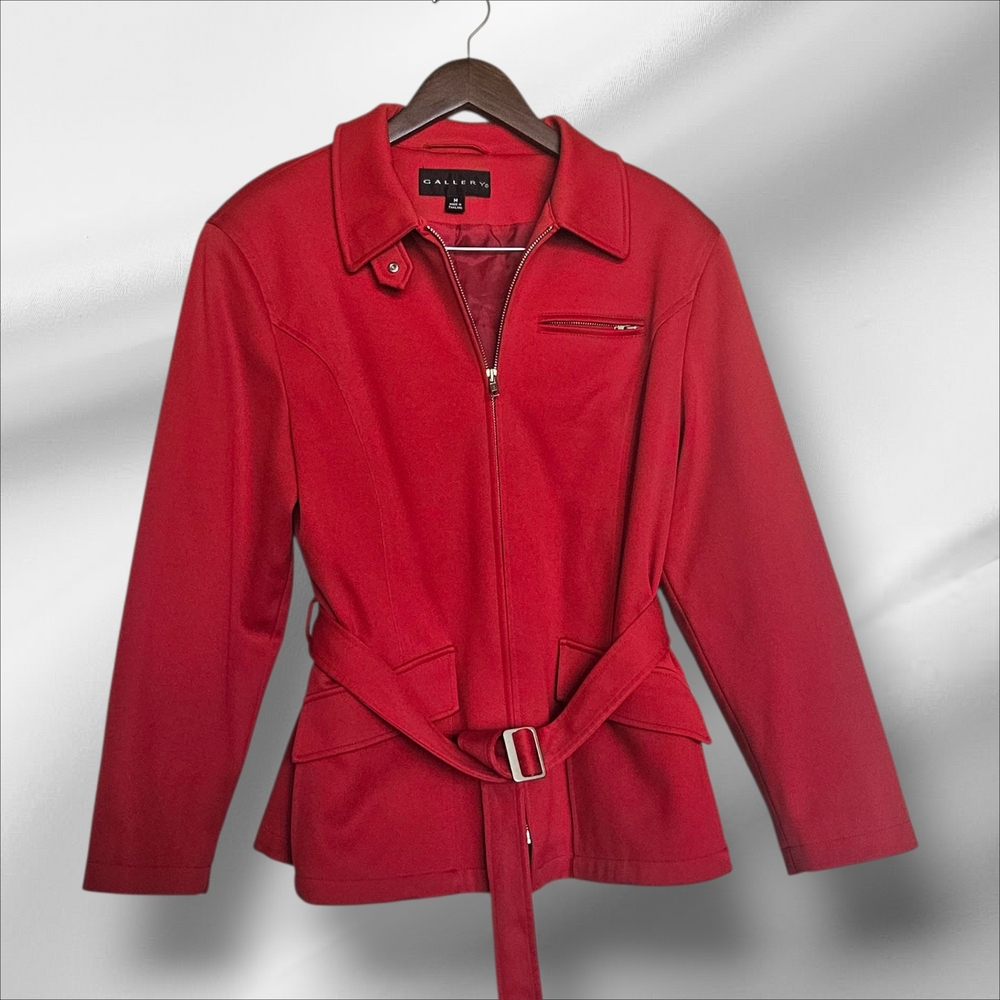 Gallery Red Trench Coat with Belt